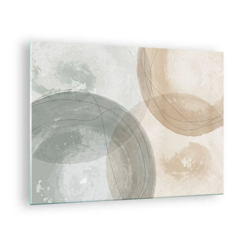 Schilderen op glas - Pastelcirkels en lijnen in een subtiele compositie - 70x50cm - Indringende werelden - Moderne wanddecoratie voor woonkamer en slaapkamer ARTTOR