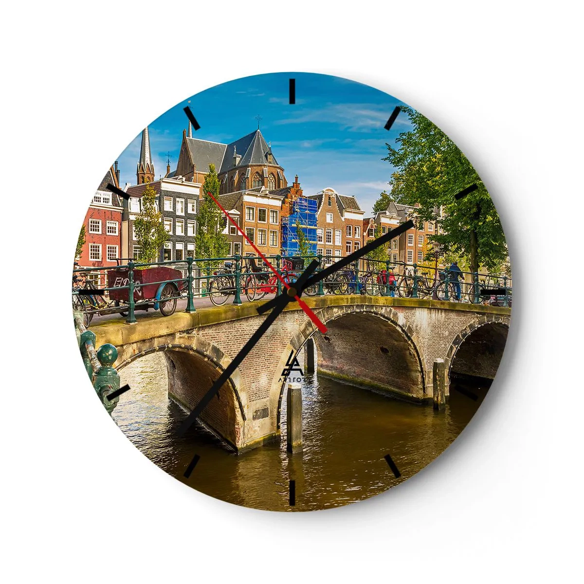 Wandklok - Klok - Lente aan de gracht - 40x40 cm