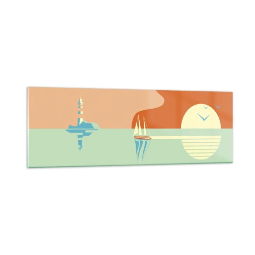 Schilderen op glas - Het perfecte zeelandschap - 90x30 cm