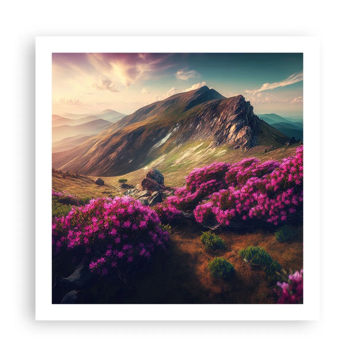 Poster - Zomer in de bergen - 60x60 cm