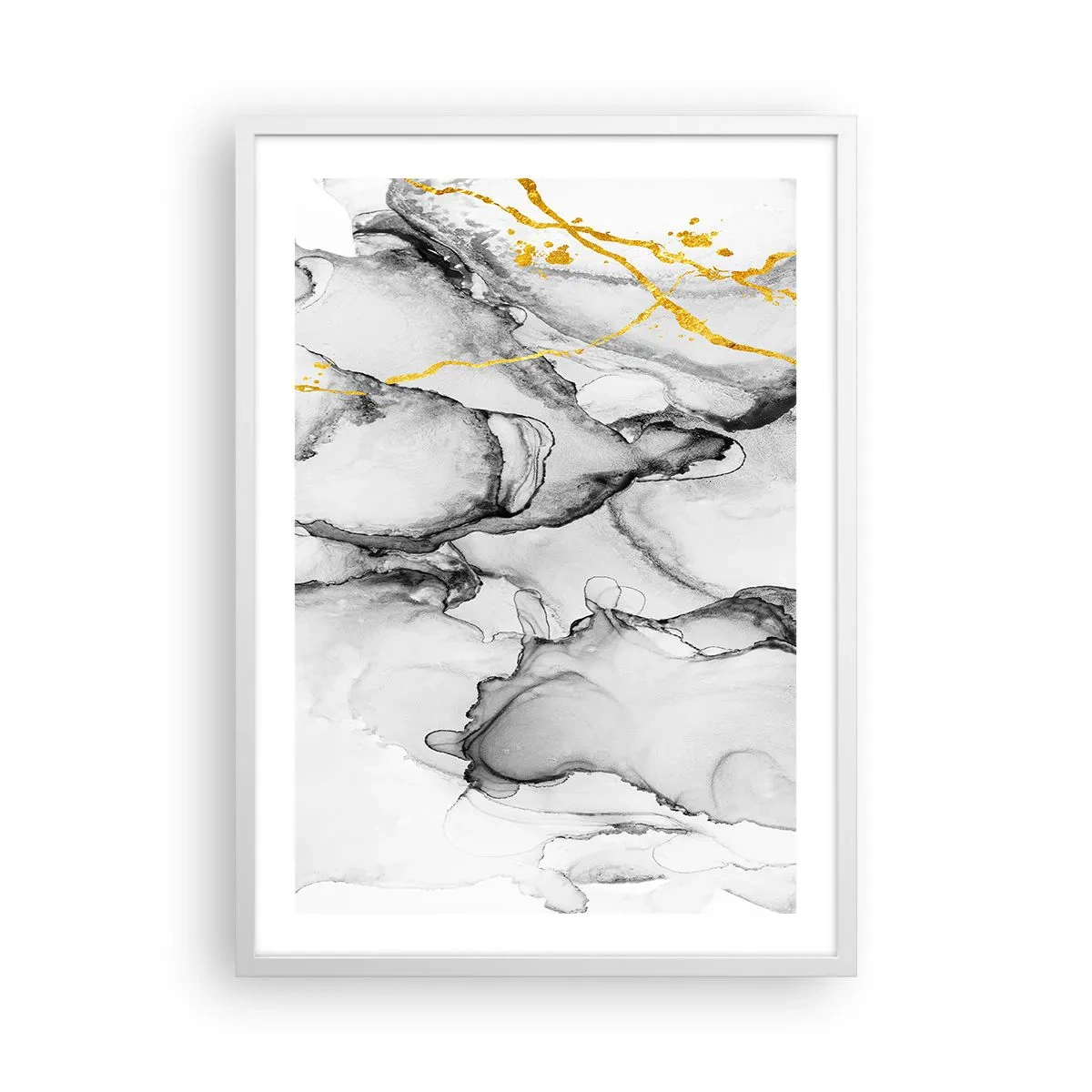 Poster in een witte lijst - Compositie met een gouden motief - 50x70 cm