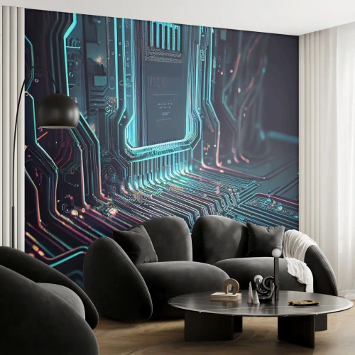 Fotobehang Premium Sand - Ik ben aan het denken… - Technologie, Computer, Verwerker - 350x256 cm