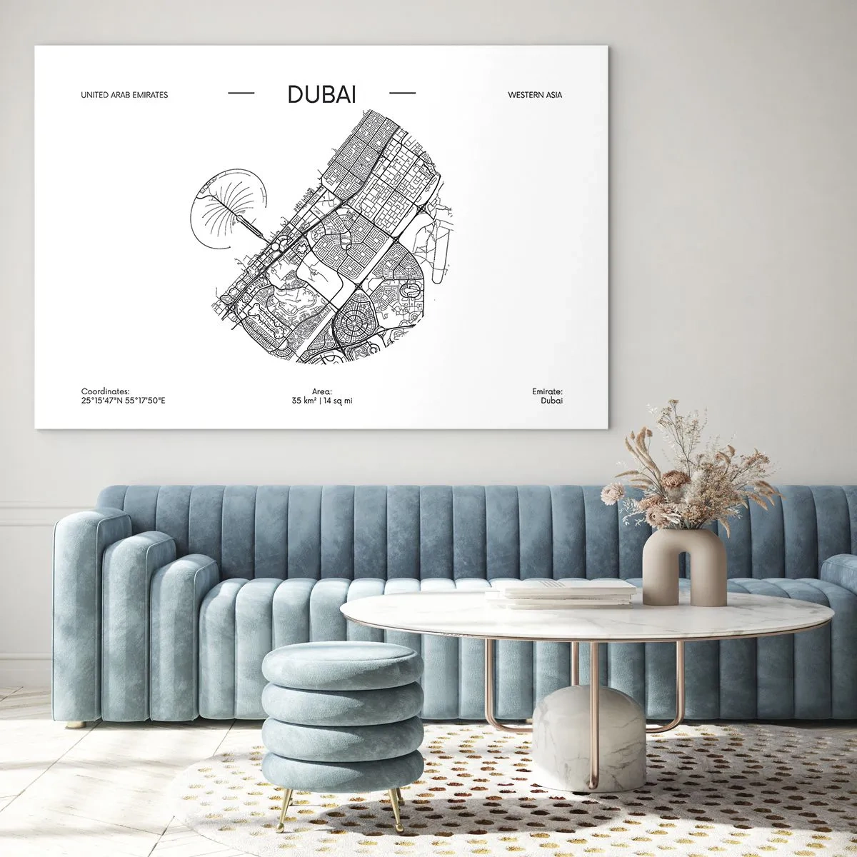 Schilderen op glas - Anatomie van Dubai - 120x80 cm