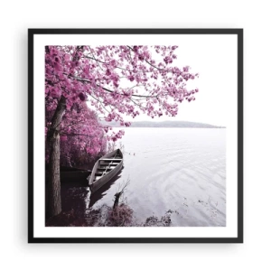 Poster in een zwarte lijst - In roze stilte - 60x60 cm