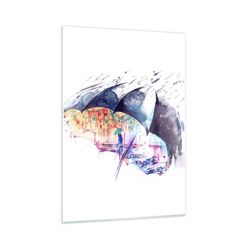Schilderen op glas - Wandeling in de regen - 50x70 cm