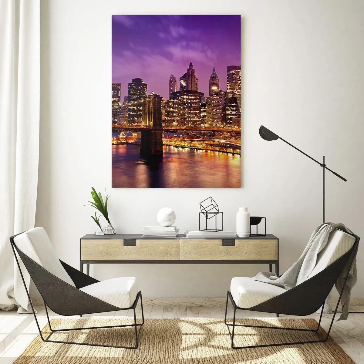 Schilderen op glas - Violet-goud Manhattan - 70x100 cm
