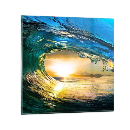 Schilderen op glas - In een smaragd-gouden kristal - 40x40 cm