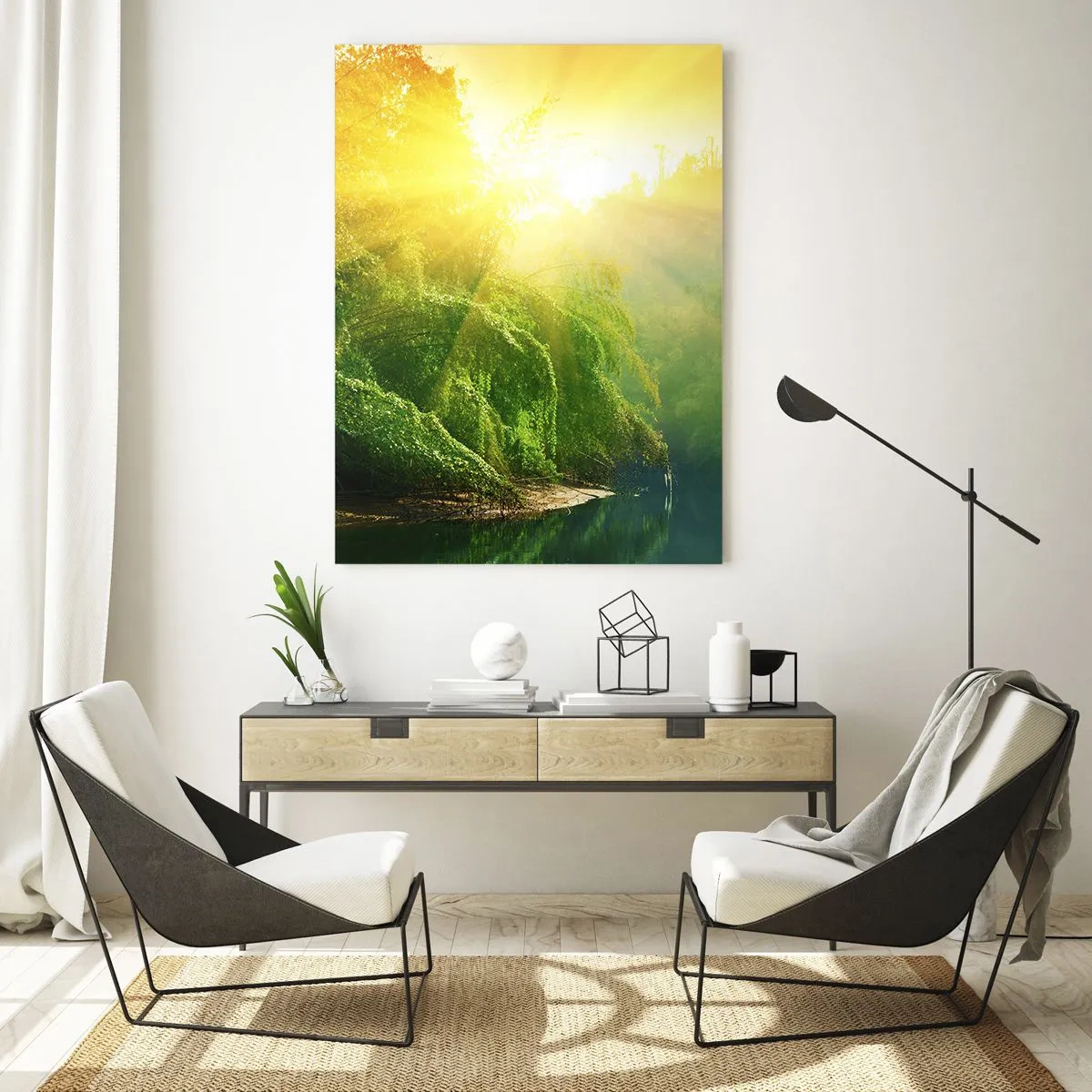Schilderen op glas - Verdrinken in de zon en schaduw - 70x100 cm