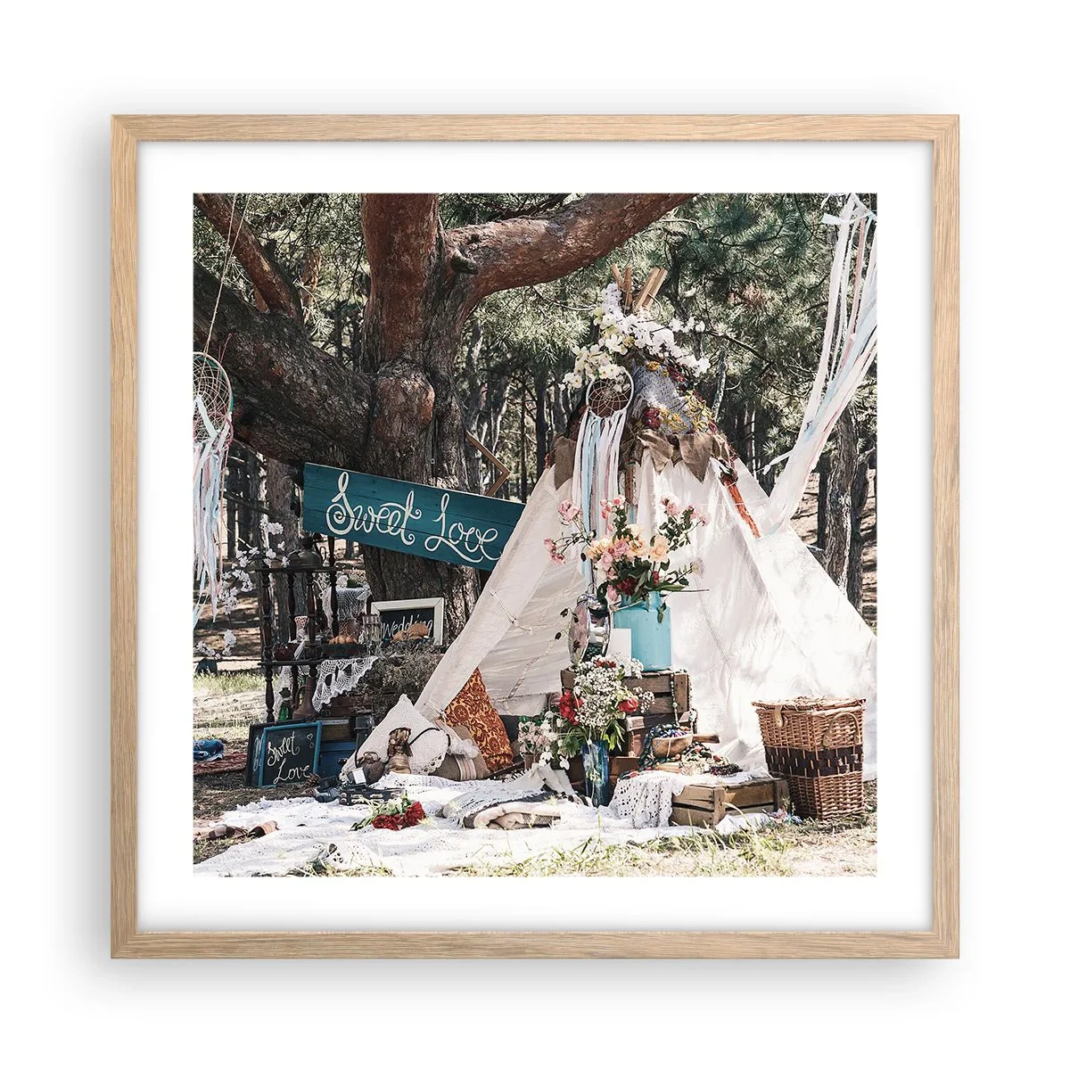 Een poster in een licht eiken lijst - De liefde bedrijven ... - 50x50 cm