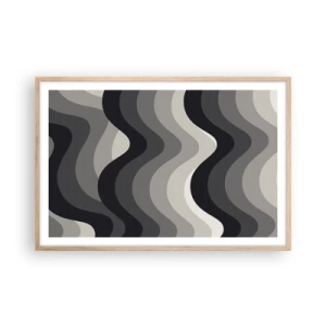 Een poster in een licht eiken lijst - Golf na golf - 91x61 cm