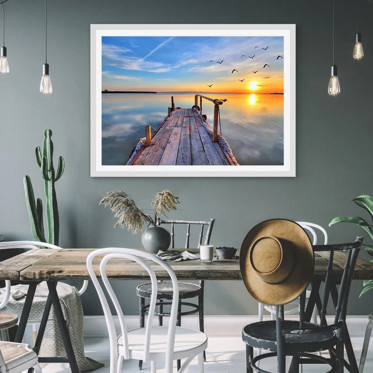 Poster in een witte lijst - Loop recht naar de zon - 100x70 cm