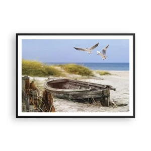 Poster in een zwarte lijst - Badend in de wind - 100x70 cm