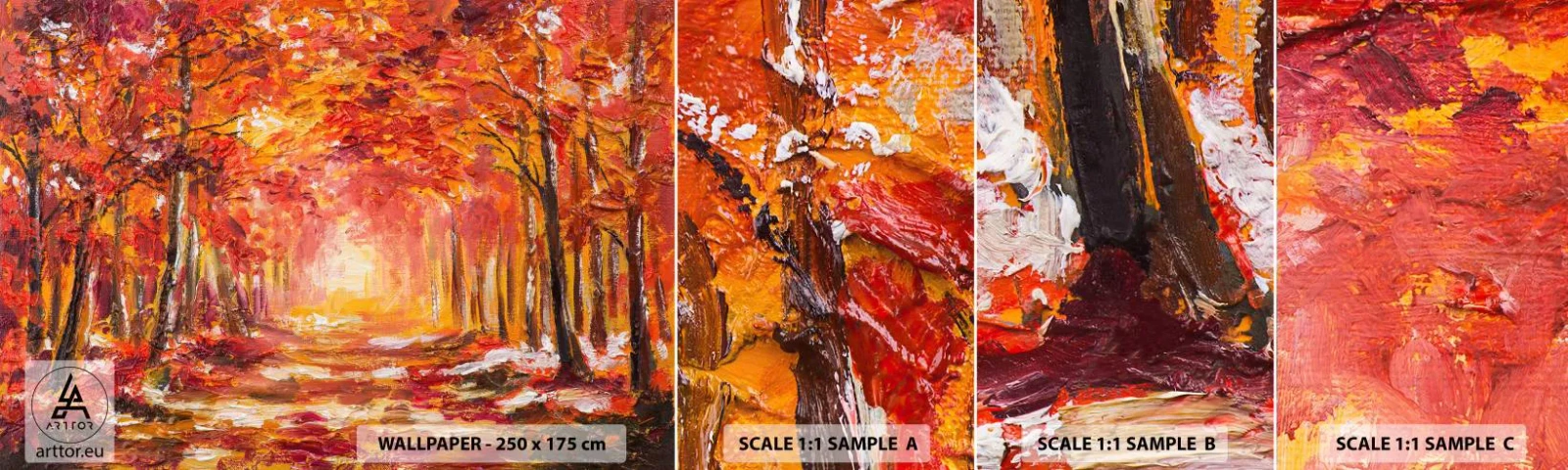 Fotobehang Monster Zelfklevend Deluxe Sticker - Koperen bos - Herfst, Park, Landschap - 100x30 cm