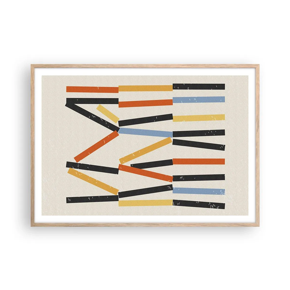 Een poster in een licht eiken lijst - Compositie op goed niveau - 100x70 cm