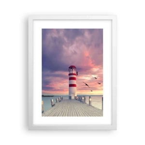 Poster in een witte lijst - Het is tijd naar de haven te gaan - 30x40 cm