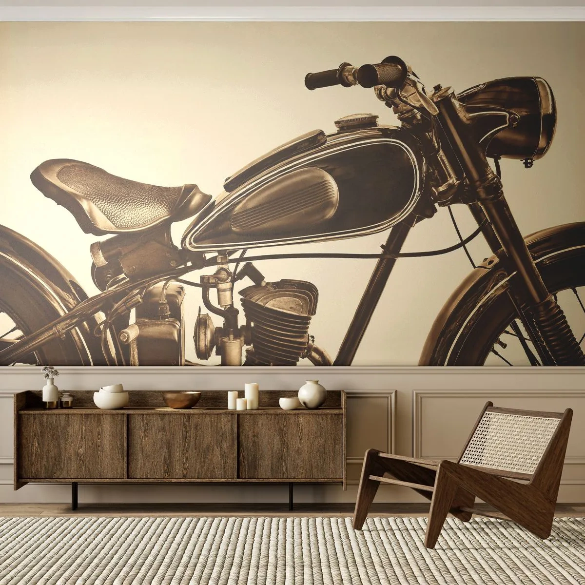 Fotobehang Premium Sand - Verlangen naar de klassiekers - Motor, Vintage, Automobiel - 300x210 cm