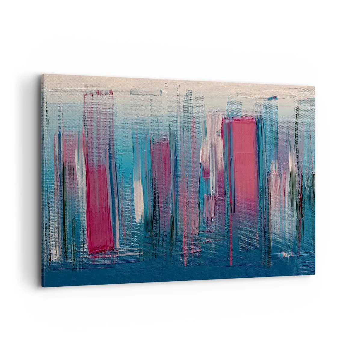 Schilderen op canvas - Verticale compositie in blauw en rood - 120x80 cm