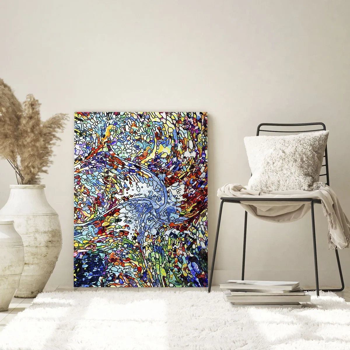 Schilderen op glas - Glas in lood druppel - 80x120 cm