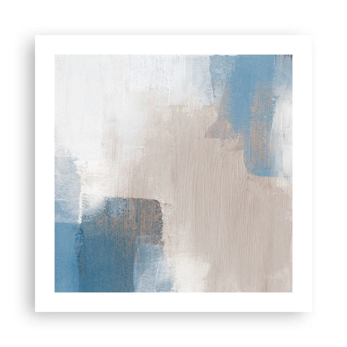 Poster - Roze abstractie achter een blauw gordijn - 50x50 cm
