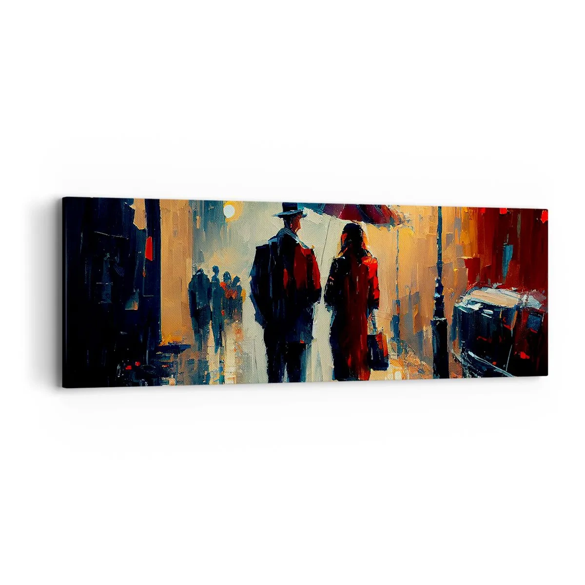 Schilderen op canvas - Stedelijk love strory - 90x30 cm