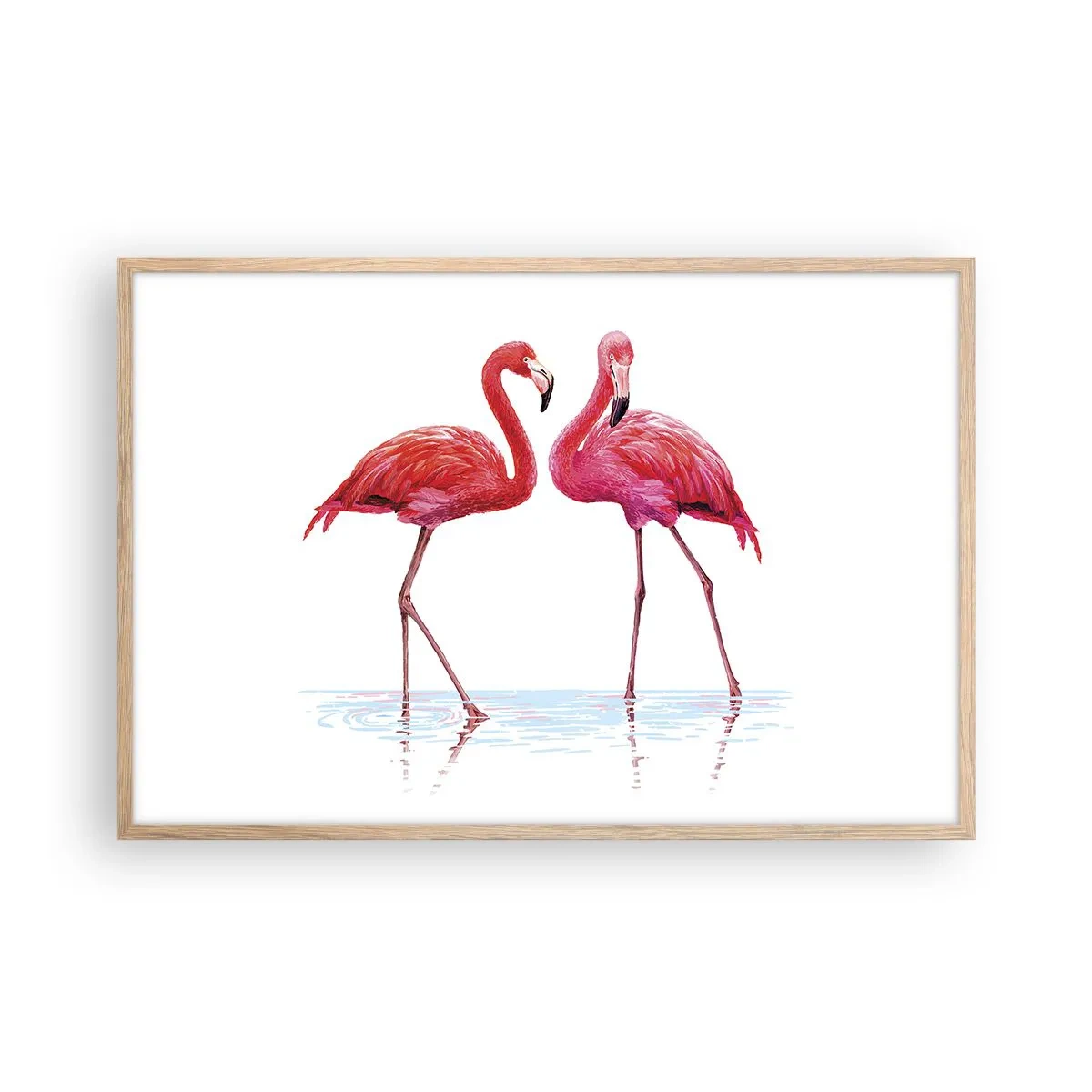 Een poster in een licht eiken lijst - Roze randez-vous - 91x61 cm