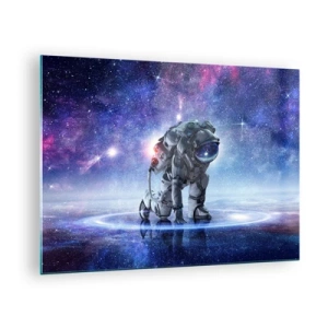 Schilderen op glas - Astronaut in de ruimte tegen de sterrenhemel - 70x50cm - De sterrenhemel boven mij - Moderne wanddecoratie voor woonkamer en slaapkamer ARTTOR