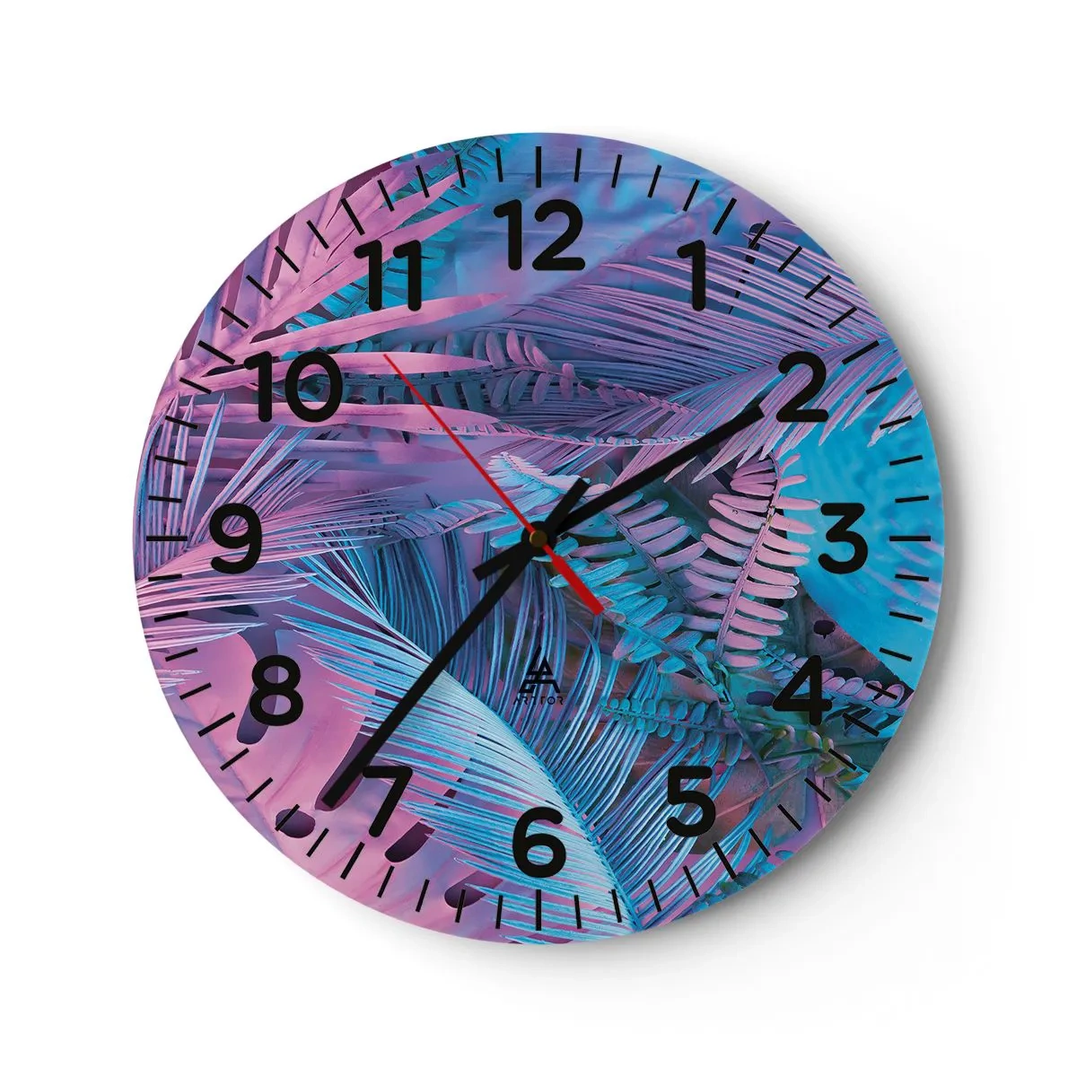 Wandklok - Klok - Tropen in roze en blauw - 30x30 cm