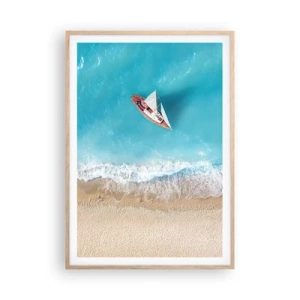 Een poster in een licht eiken lijst - Op de grens van blauw en goud - 70x100 cm