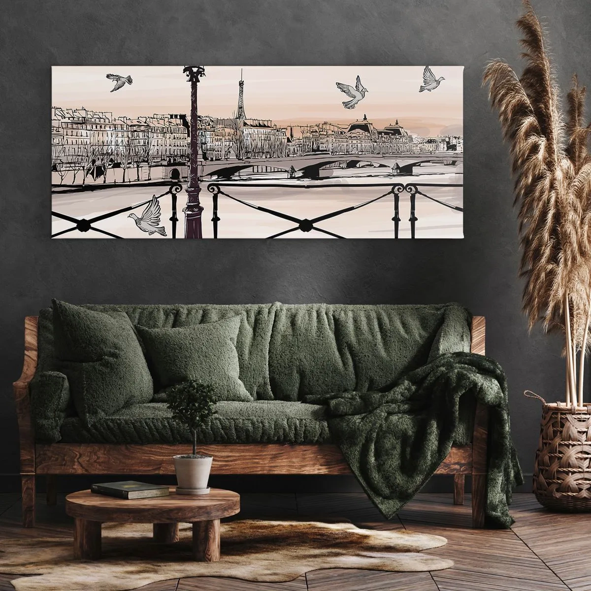 Schilderen op canvas - Over de daken van Parijs - 100x40 cm