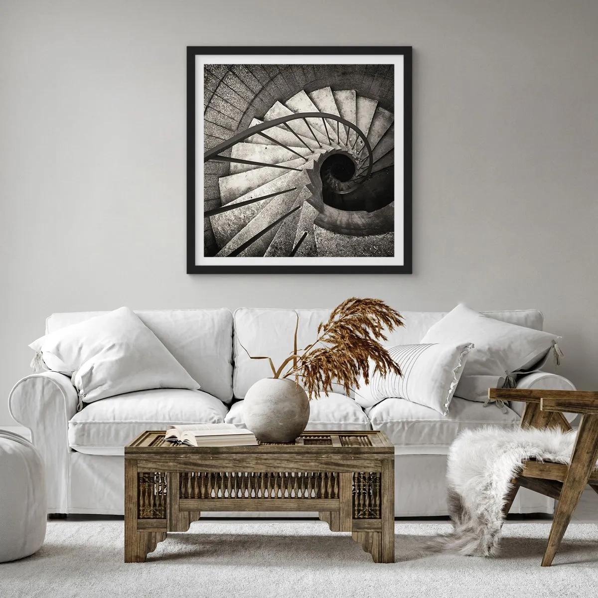 Poster in een zwarte lijst - De trap op, de trap af - 50x50 cm