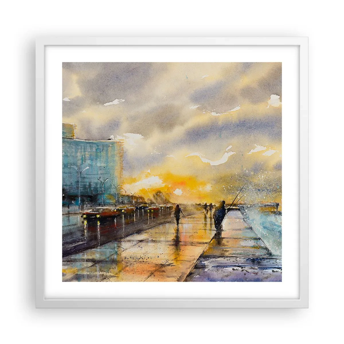 Poster in een witte lijst - Het leven aan de oever - 50x50 cm