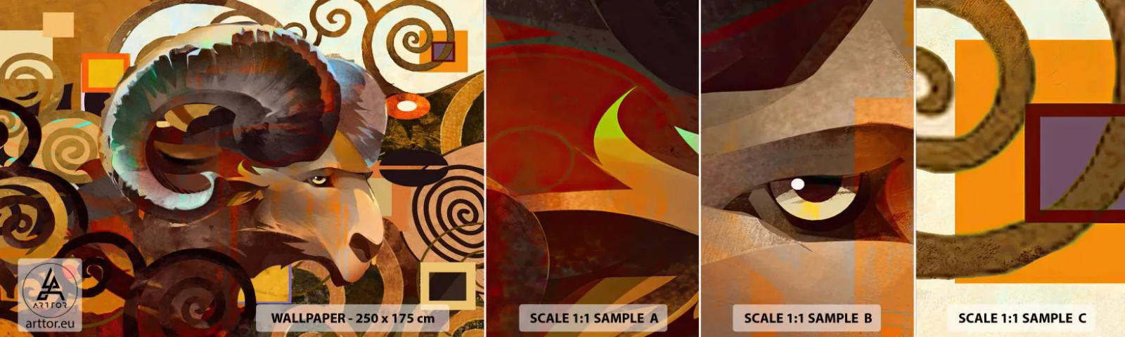 Fotobehang Monster Zelfklevend Deluxe Sticker - Magie - religies - rituelen - Abstractie, Ram, Grafisch - 100x30 cm