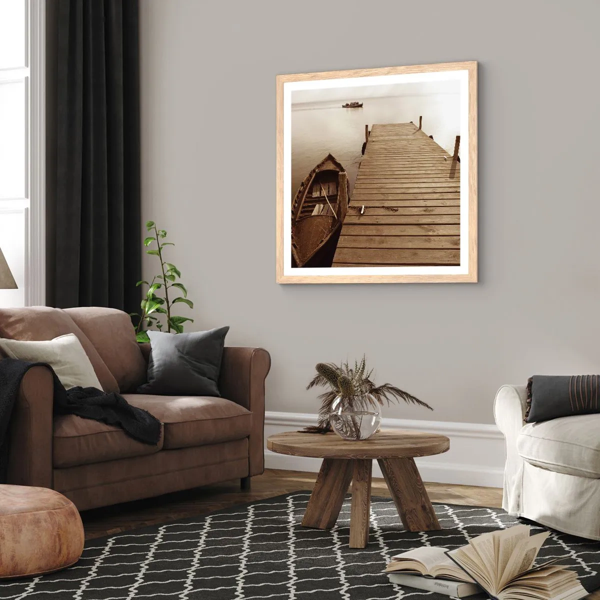 Een poster in een licht eiken lijst - Grote vrede - 50x50 cm