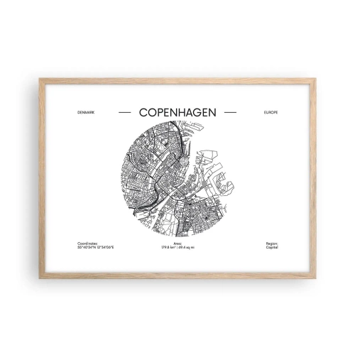 Een poster in een licht eiken lijst - Anatomie van Kopenhagen - 70x50 cm