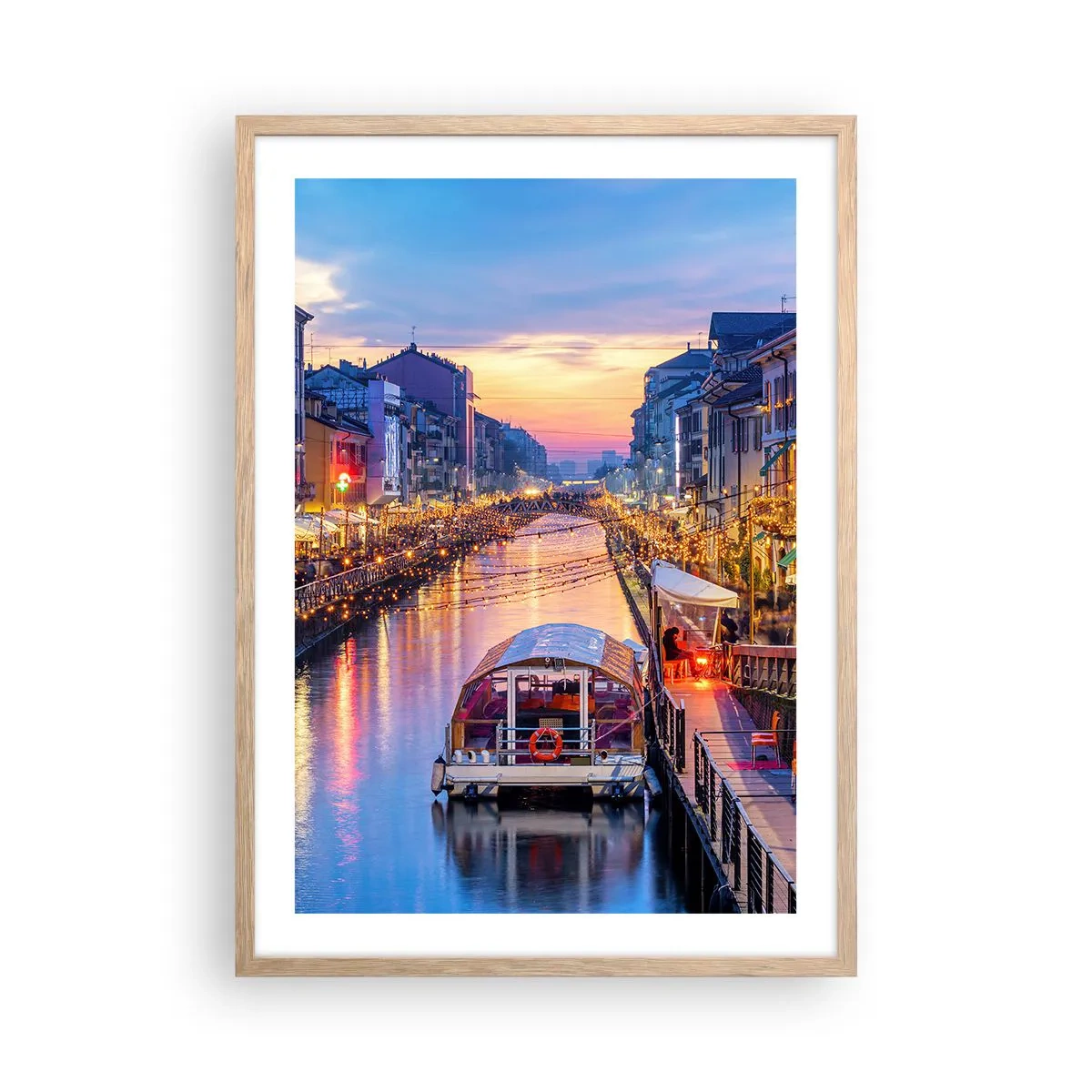 Een poster in een licht eiken lijst - Een avond vol licht en plezier - 50x70 cm