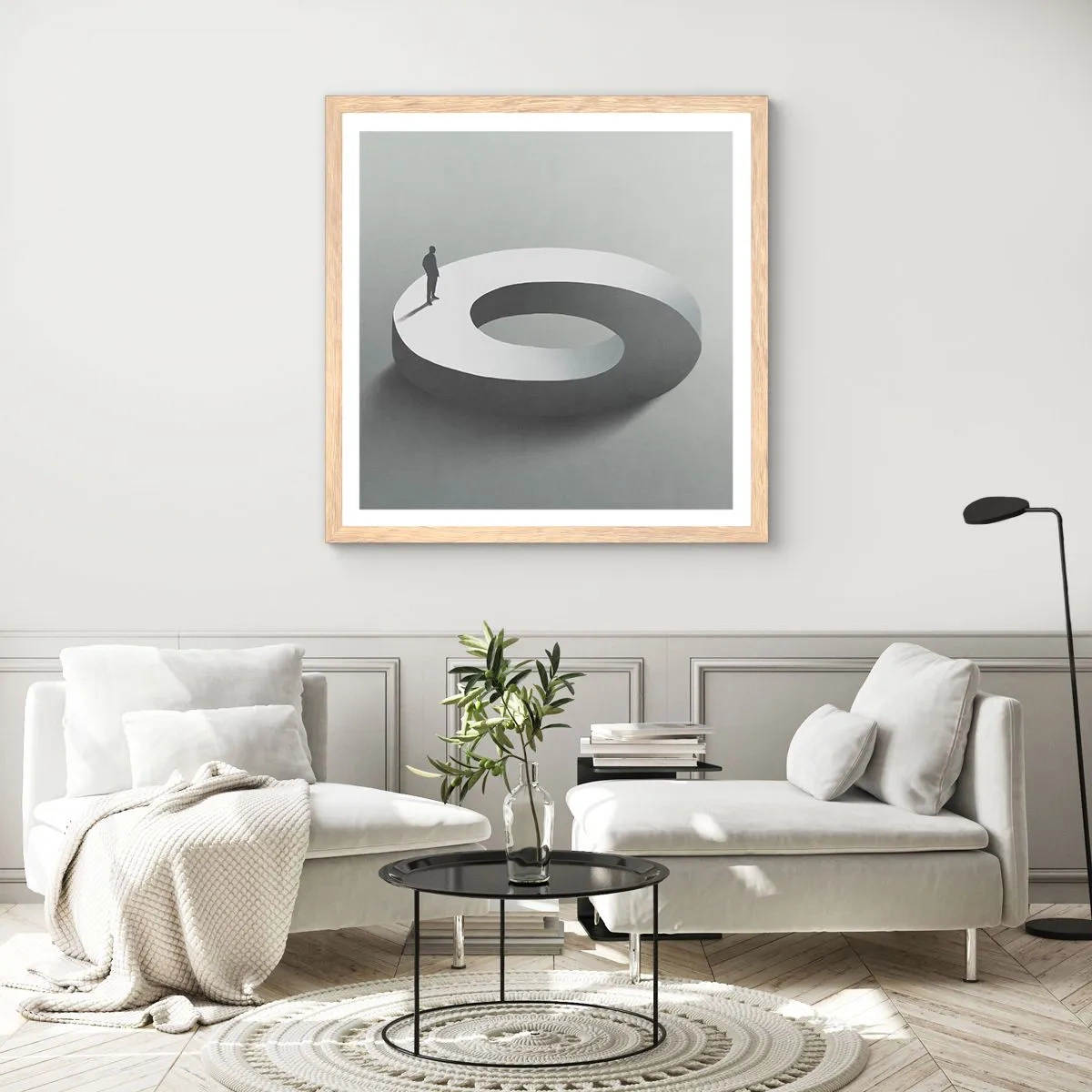 Een poster in een licht eiken lijst - En wees hier slim - 50x50 cm