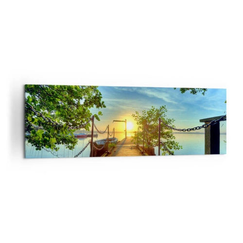 Schilderen op canvas - Zonsondergang boven het water - 160x50 cm