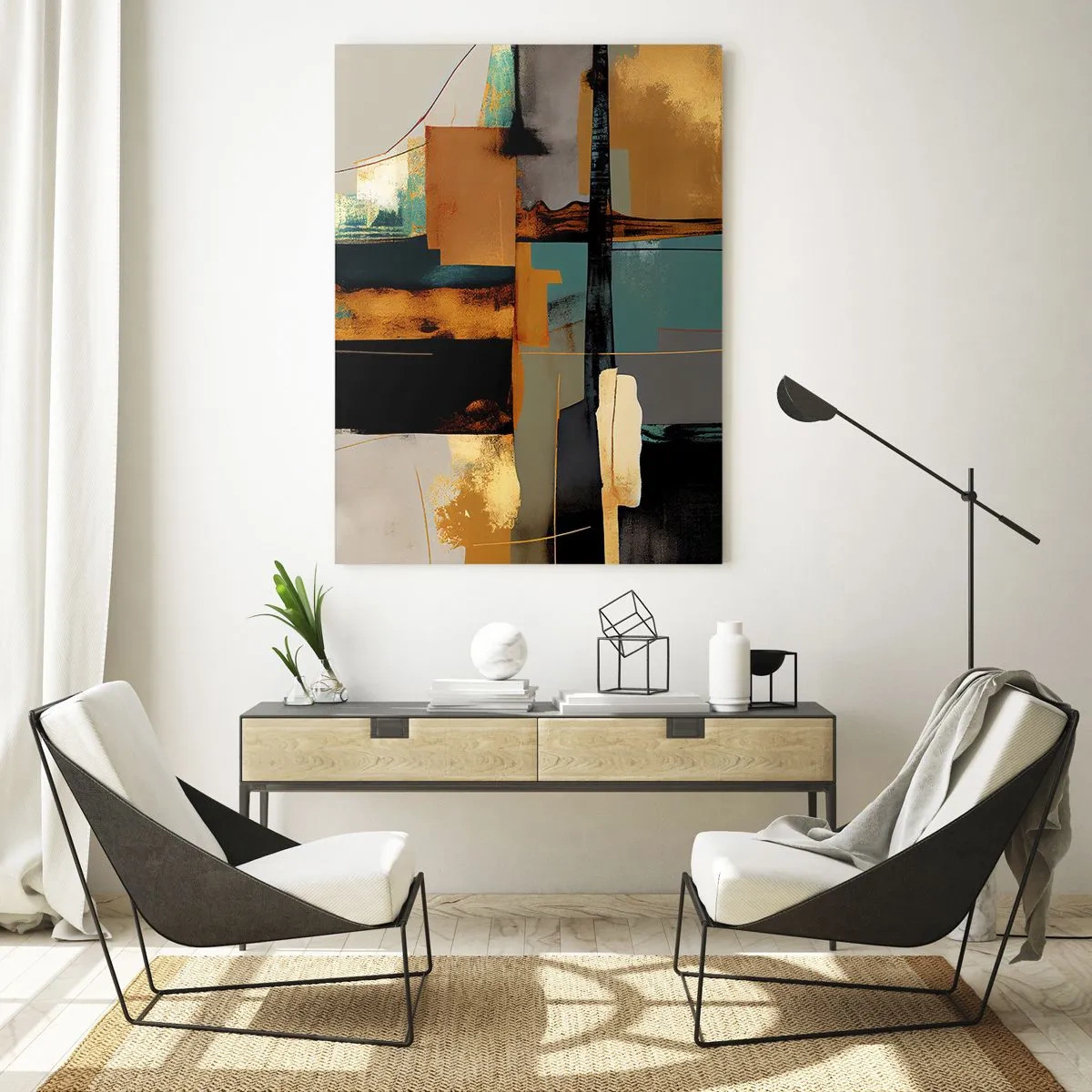 Schilderen op glas - Abstractie – licht en schaduw - 50x70 cm