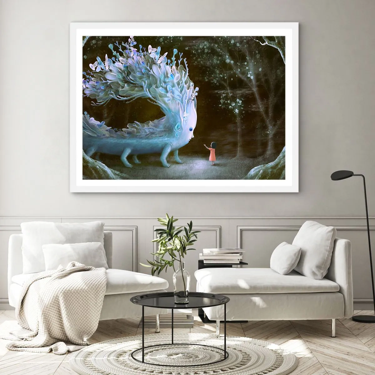 Poster in een witte lijst - Fantastische ontmoeting - 91x61 cm