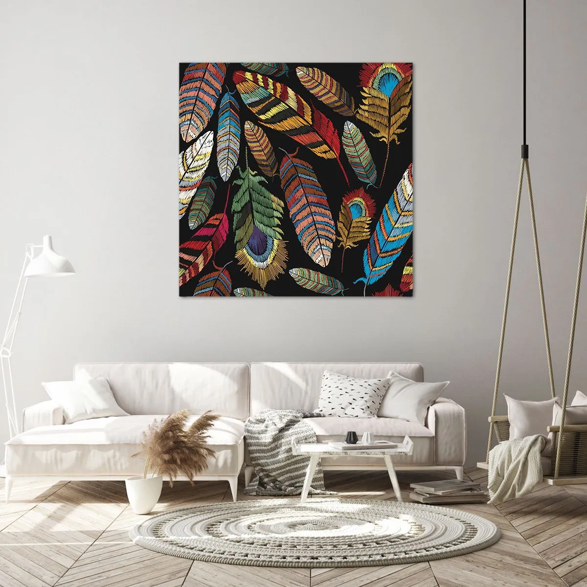 Schilderen op canvas - Het vogelcarnaval - 60x60 cm