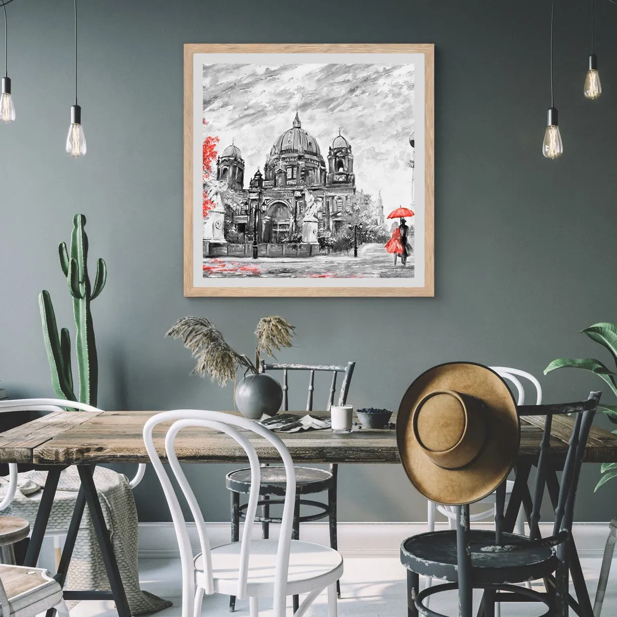 Een poster in een licht eiken lijst - Berlijn bijeenkomst - 40x40 cm