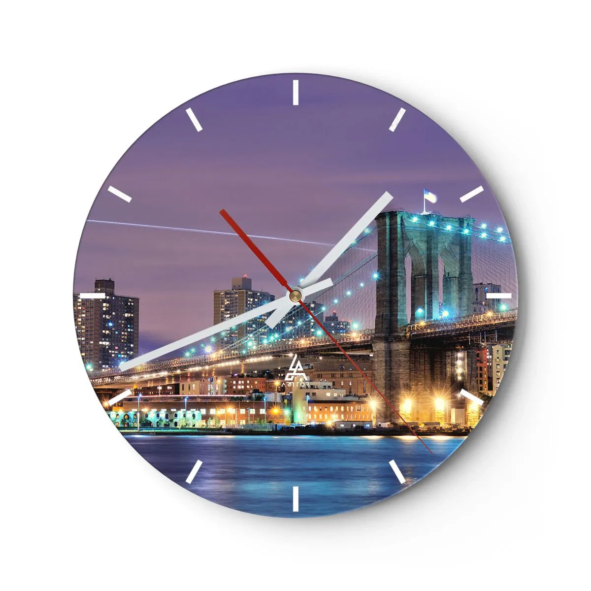 Wandklok - Klok - Al vele jaren de Brooklyn Bridge - 40x40 cm