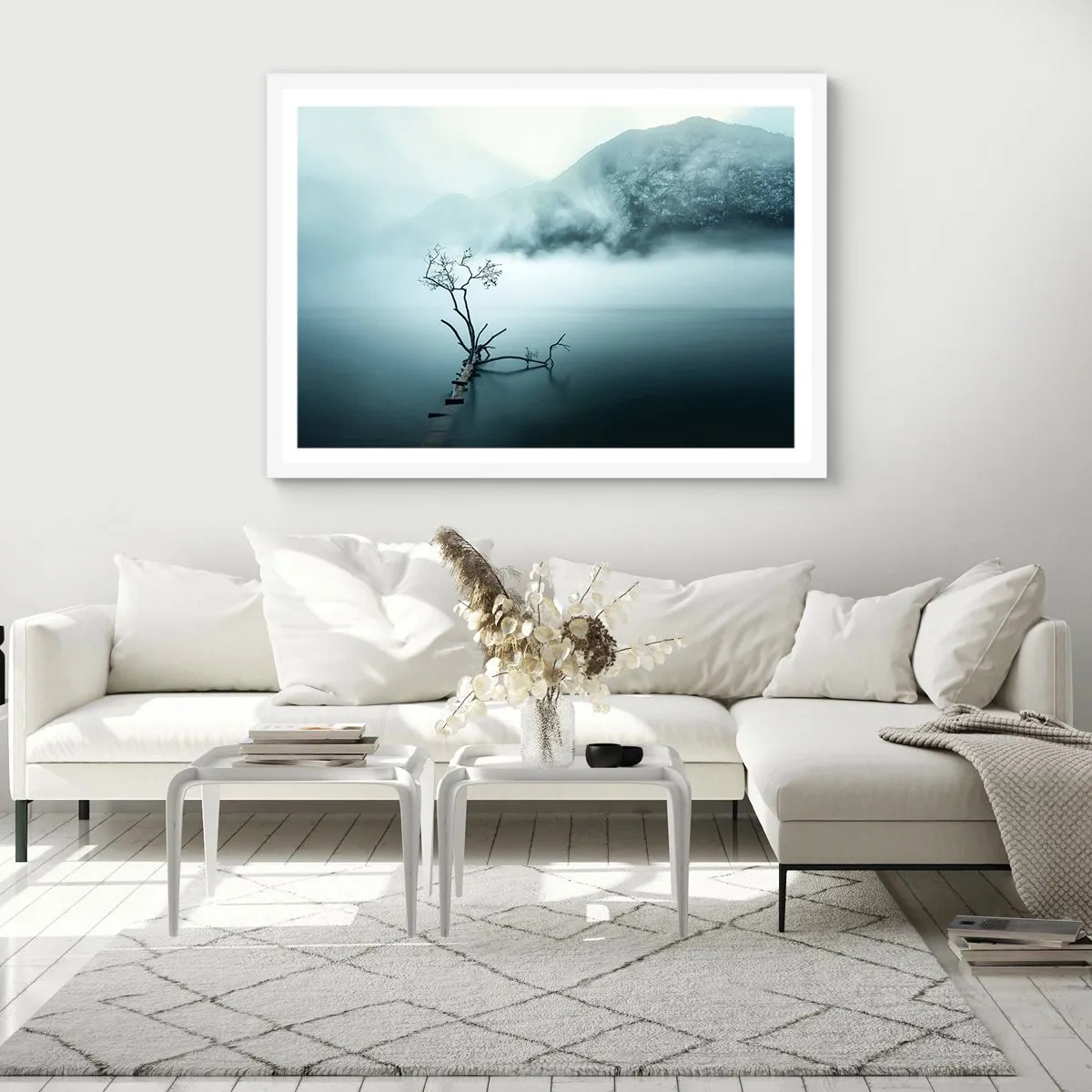Poster in een witte lijst - Van water en mist - 100x70 cm