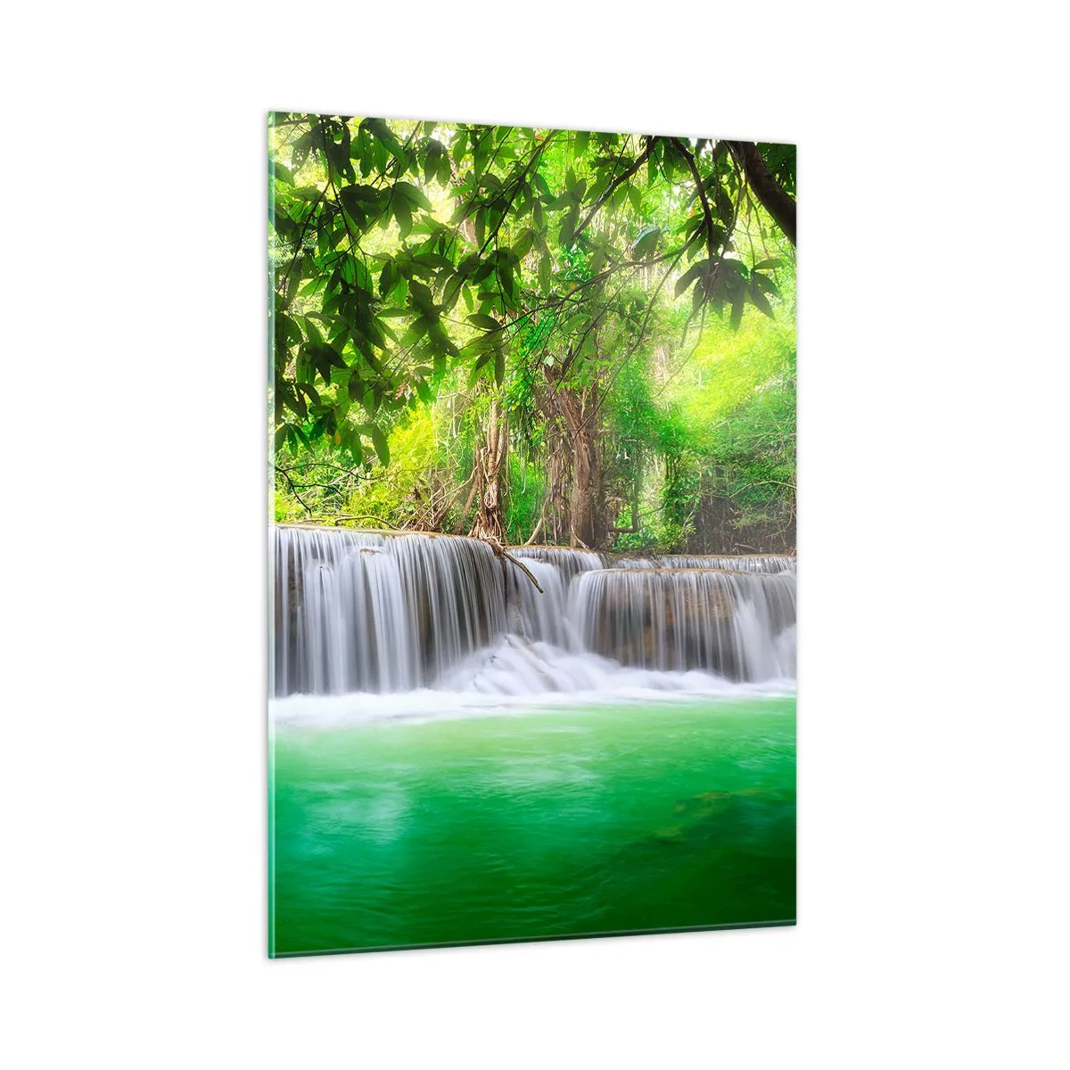 Schilderen op glas - Een waterval in het groen - 50x70 cm