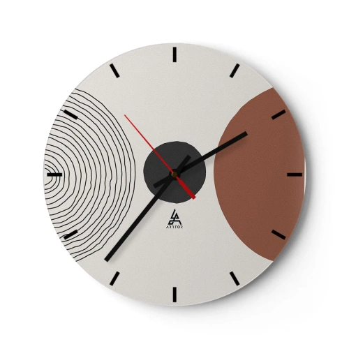 Wandklok - Klok - Concentrische lijnen en geometrische cirkels in contrast - 30x30cm - Het middelpunt van de aandacht - Moderne wanddecoratie voor woonkamer, keuken en slaapkamer ARTTOR
