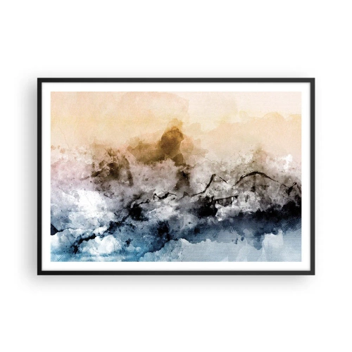 Poster in een zwarte lijst - Verdronken in een wolk van mist - 100x70 cm
