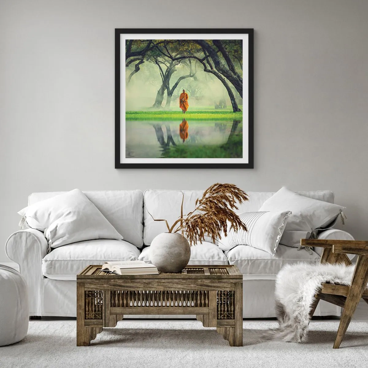 Poster in een zwarte lijst - Op weg naar verlichting - 30x30 cm