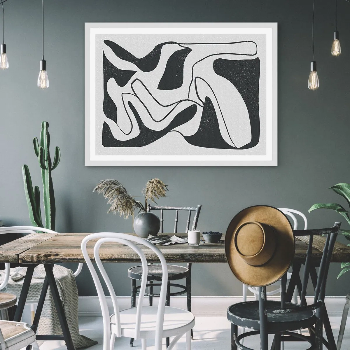 Poster in een witte lijst - Abstract doolhofplezier - 70x50 cm