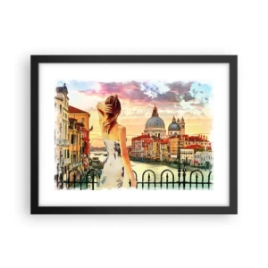 Poster in een zwarte lijst - Als een avontuur alleen in ... - 40x30 cm