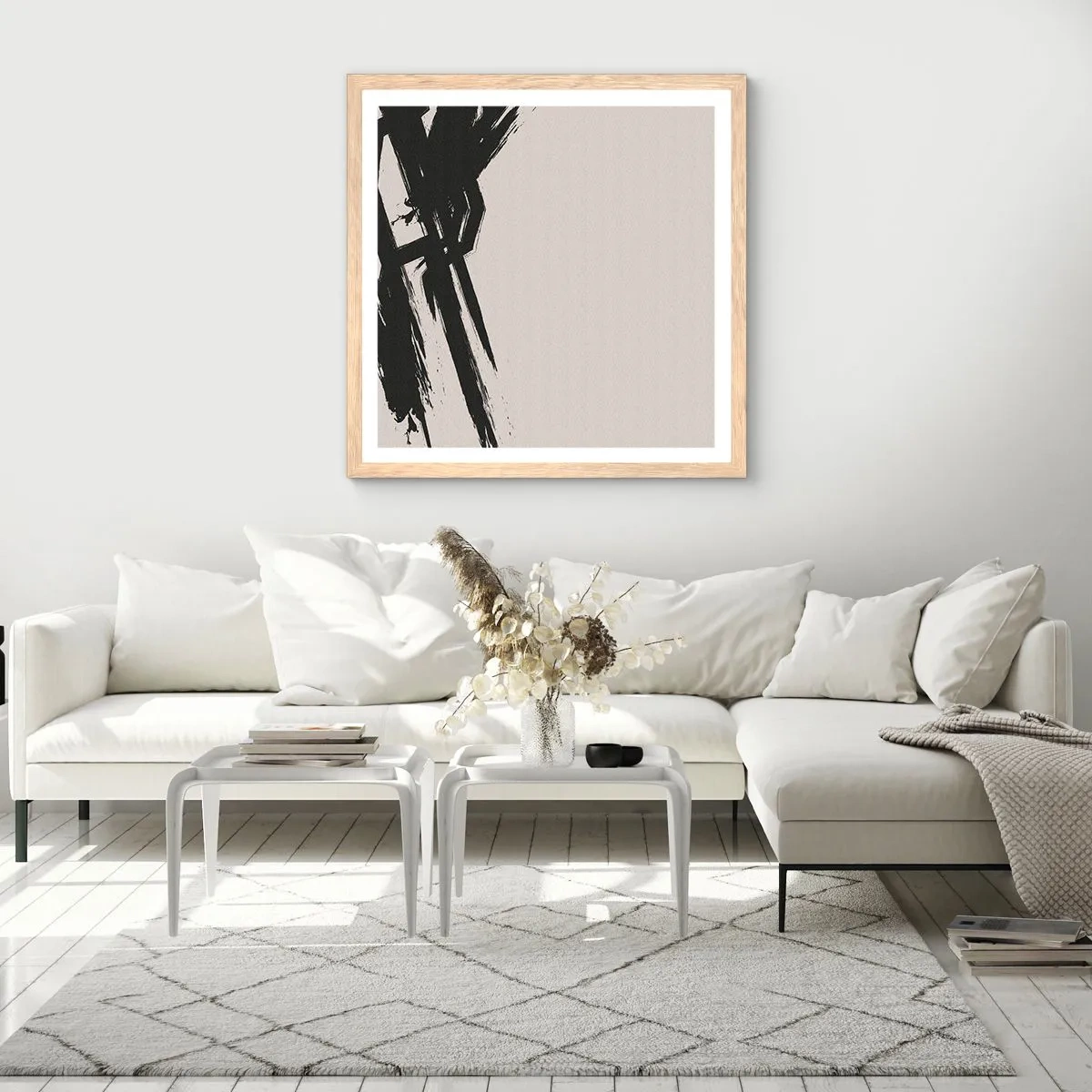 Een poster in een licht eiken lijst - Onstuitbare haast - 30x30 cm